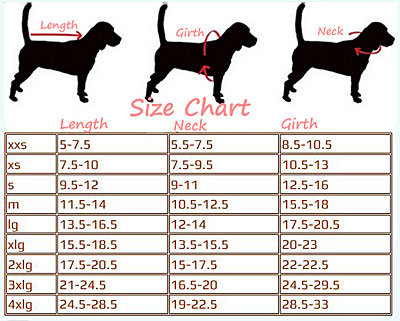 Pomeranian Clothes Size Chart