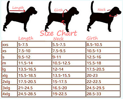 Dog Sweater Size Chart