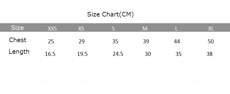 Minuet Dress Size Chart
